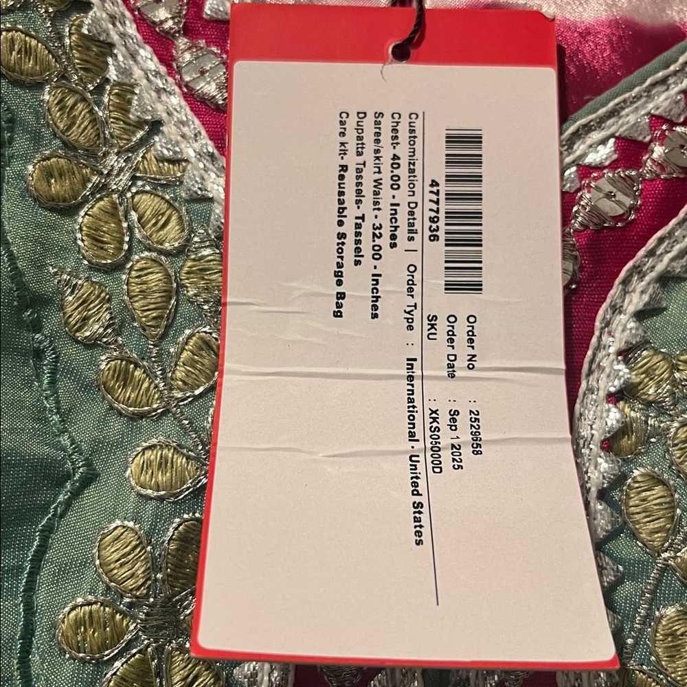 House of Indya Pista green Elegant Pink Embroidered Suit salwar kameez XL 44 - Picture 6 of 7